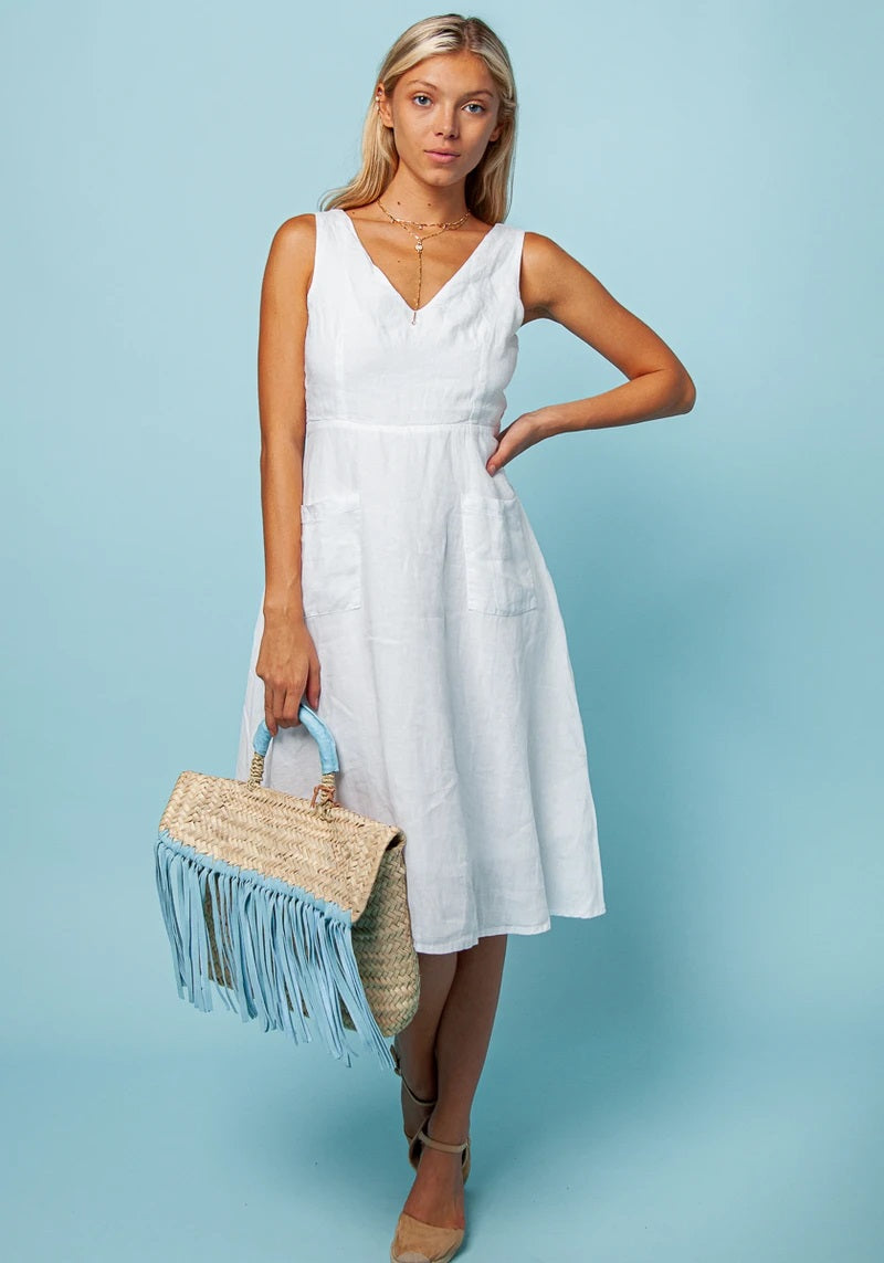 slim fit dress slacks LONG WHITE LINEN DRESS main image 0