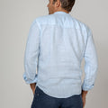Long Sleeve Linen Shirt With Button Collar in light blue 2