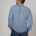 Long Sleeve Linen Shirt With Button Collar in denim 3