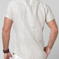 Short Sleeve Button Down Linen Shirt Regular Fit in natural