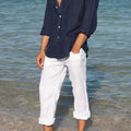 5-Pocket Linen Pants in white