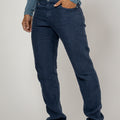 5-Pocket Linen Pants in navy blue