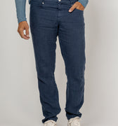 5-Pocket Linen Pants in navy blue