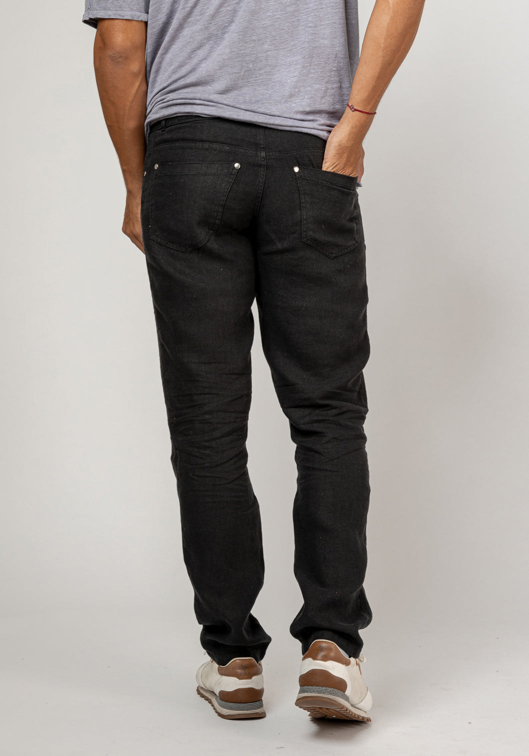 5-Pocket Linen Pants in black
