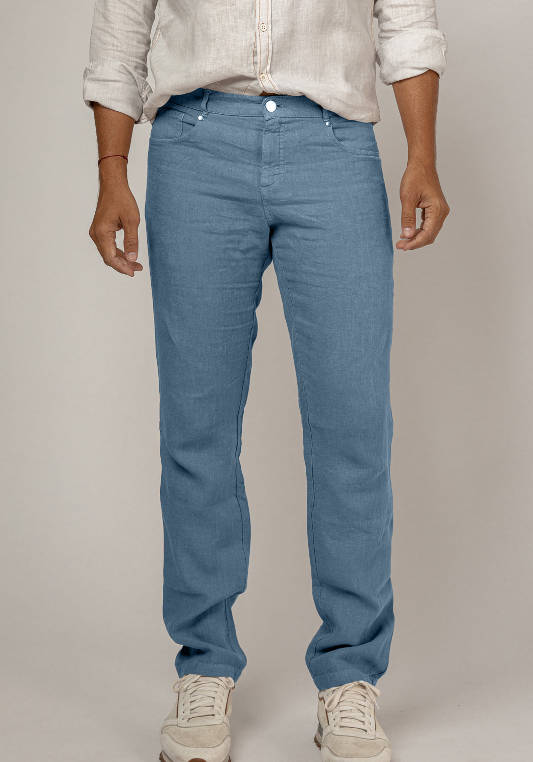 5-Pocket Linen Pants in denim blue
