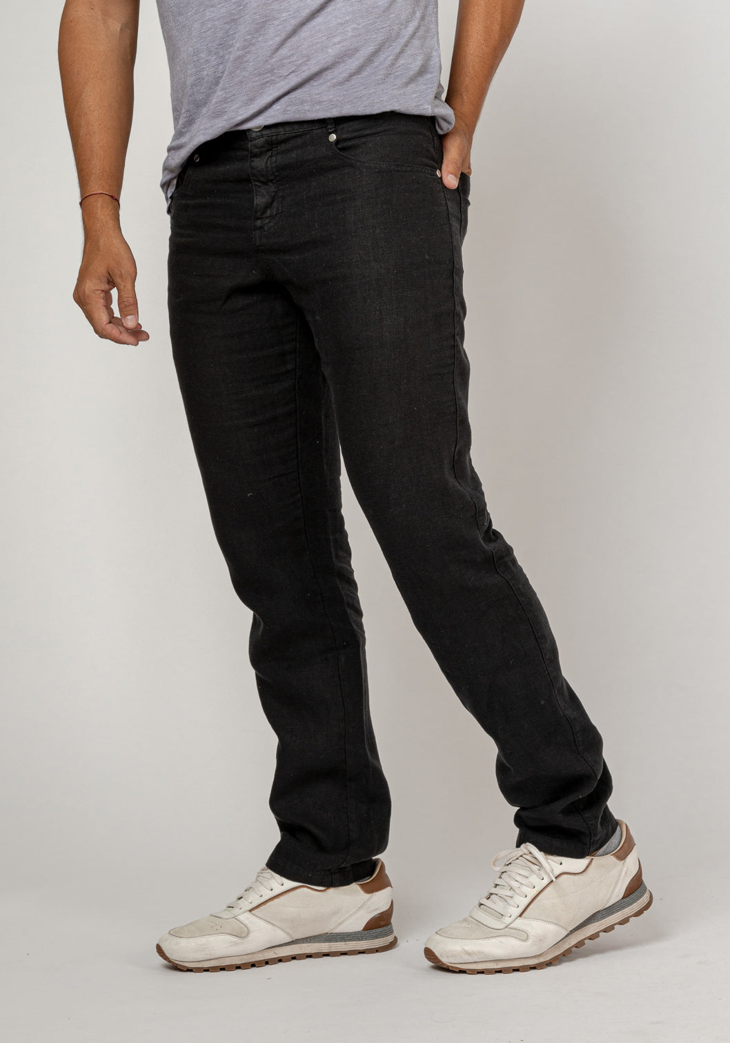 5-Pocket Linen Pants in black