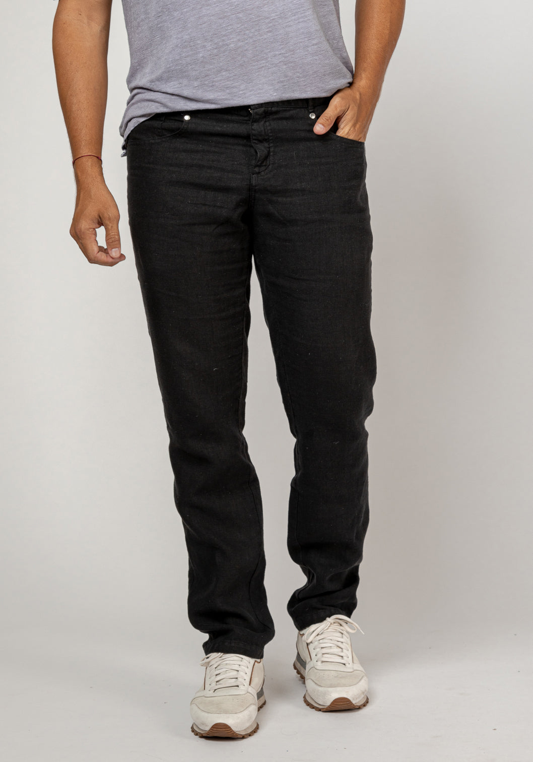 5-Pocket Linen Pants in black