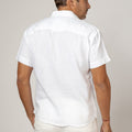 Short Sleeve Button Down Linen Shirt Regular Fit in white