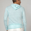 Long Sleeve Fitted Jersey Linen Hoodie in aqua 2