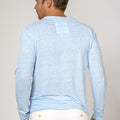 Jersey Linen Fitted Long Sleeve V-Neck T-Shirt in light blue 3