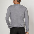 Jersey Linen Fitted Long Sleeve V-Neck T-Shirt in gray 2