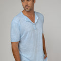 Short Sleeve Linen Henley T-Shirt 12