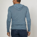 Long Sleeve Fitted Jersey Linen Hoodie in denim blue 2
