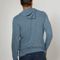Jersey Linen Long Sleeve Hoodie With Pocket & Wooden Fasteners in denim blue 2