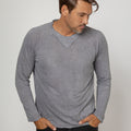 Jersey Linen Long Sleeve Niki Collar T-Shirt in gray