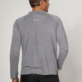 Jersey Linen Long Sleeve Niki Collar T-Shirt in gray