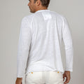 Jersey Linen Long Sleeve Niki Collar T-Shirt in white