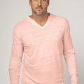 Jersey Linen Fitted Long Sleeve V-Neck T-Shirt in light peach