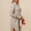 100% LINEN FITTED BUTTON DOWN SHIRT DRESS S to XXXL - Claudio Milano