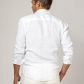 Long Sleeve Button Down Linen Shirt Regular Fit in white