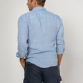 Long Sleeve Button Down Linen Shirt Regular Fit in light blue