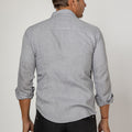 Long Sleeve Button Down Linen Shirt Regular Fit in gray