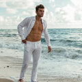 Linen Pants With Pockets Relaxed Fit in white