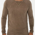 Jersey Linen Long Sleeve Niki Collar T-Shirt in khaki
