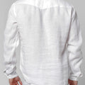 Long Sleeve Linen Shirt With Button Collar in white 3