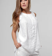 100% Linen Babydoll Pleated Tank S to XXXL - Claudio Milano