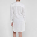 100% Linen Pleated Button-Down Tunic in White S to XXXL - Claudio Milano