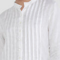100% Linen Pleated Button-Down Tunic in White S to XXXL - Claudio Milano