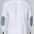 Long Sleeve Button Down Linen Shirt With Chambray Details Regular Fit in white