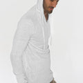 Long Sleeve Fitted Jersey Linen Hoodie in white 2