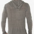 Jersey Linen Long Sleeve Hoodie With Pocket & Wooden Fasteners in gray 4