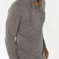 Jersey Linen Long Sleeve Hoodie With Pocket & Wooden Fasteners in gray 3