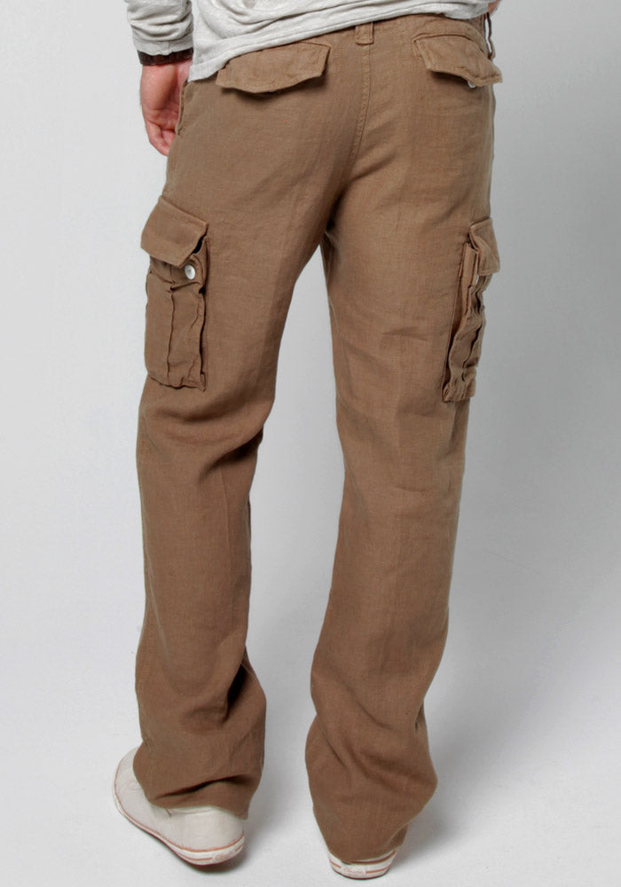100% LINEN CARGO PANT WITH DRAWSTRING S to XXXL - Claudio Milano