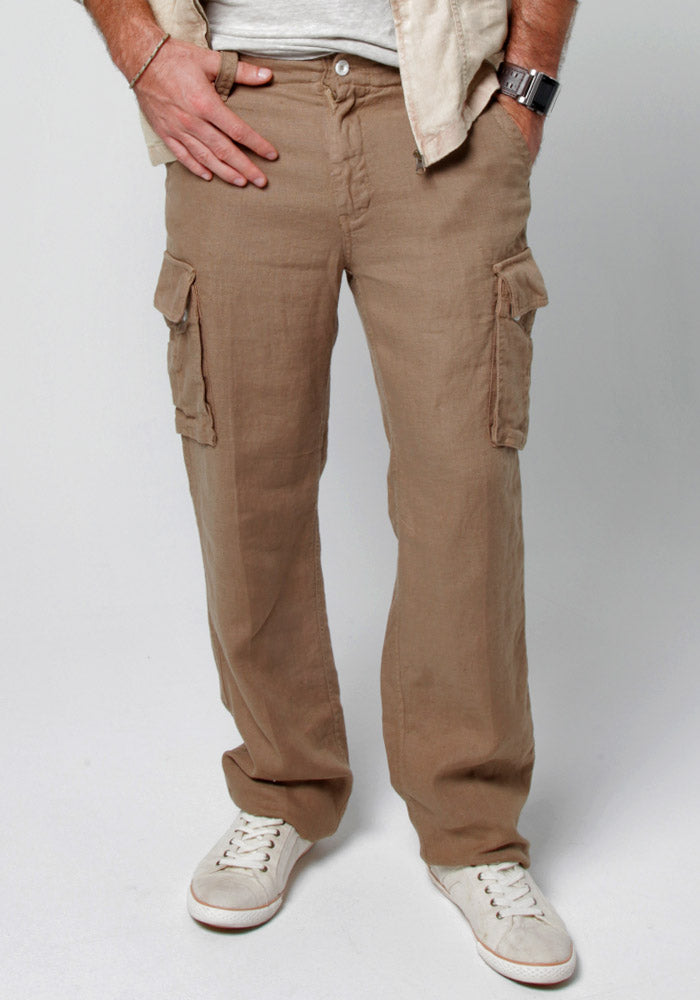 100% LINEN CARGO PANT WITH DRAWSTRING S to XXXL - Claudio Milano