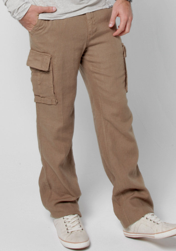 100% LINEN CARGO PANT WITH DRAWSTRING S to XXXL - Claudio Milano