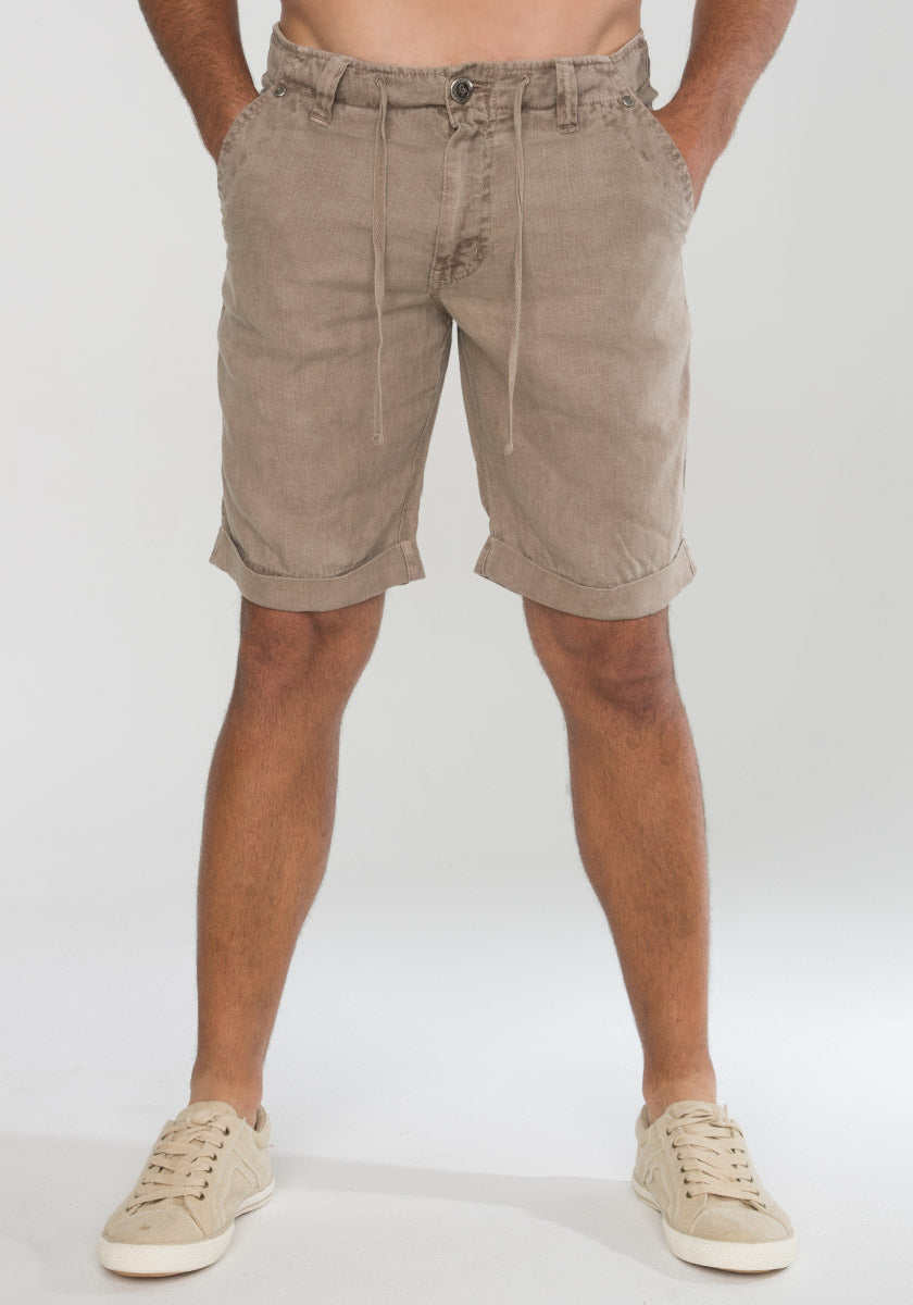 Linen Shorts With Drawstring in khaki