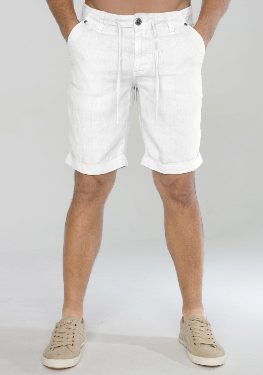 Linen Shorts With Drawstring in white