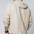 Linen Jacket With Detachable Hoodie & Button Pockets in natural