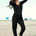 100% Linen Drawstring Harem Pant S to XXXL - Claudio Milano