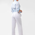 100% Linen Pant with Drawstring Tie in White S to XXXL - Claudio Milano