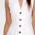 100% Linen Dress with Coconut Buttons and Moa Collar S to XXXL - Claudio Milano