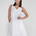 100% Linen Sleeveless V-Neck Dress with Pockets S to XXXL - Claudio Milano