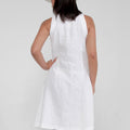 100% Linen Sleeveless V-Neck Dress with Pockets S to XXXL - Claudio Milano