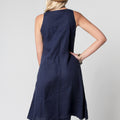 100% Linen Sleeveless V-Neck Dress with Pockets S to XXXL - Claudio Milano