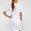 100% Linen V-Neck Dress With Pockets and Half Sleeves in White S to XXXL - Claudio Milano