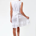 100% Linen Wrap Dress With Soft Ruffles And Waist Tie S to XXXL - Claudio Milano